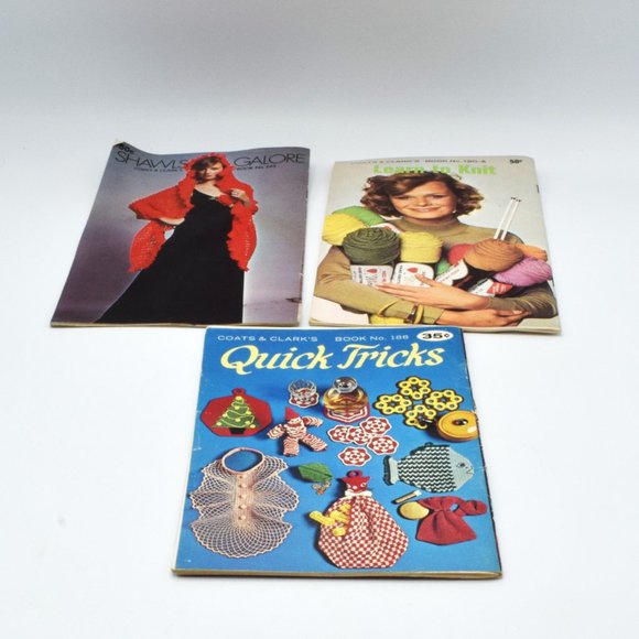 Vintage 3 Book Set Knit & Crochet Yarn Art Pattern Books Grannycore - Picture 4 of 10